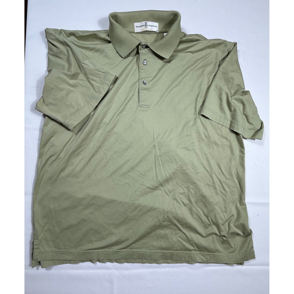 Fairway & Greene‎ Mens Golf Polo Shirt Large L Green Short Sleeve Cotton*stains*